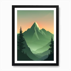 Misty Mountains Vertical Composition In Green Tone 67 Art Print