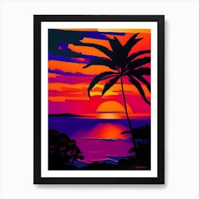 Palm Tree Geometric Sunset Art Print