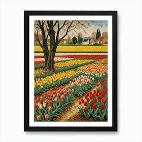 Rainbow Tulip Field Art Print