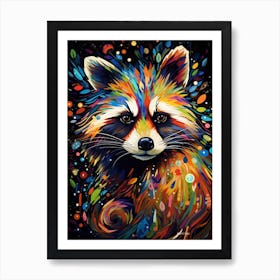 A Forest Raccoon Vibrant Paint Splash 2 Art Print