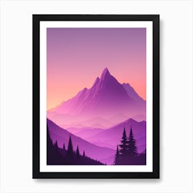 Misty Mountains Vertical Composition In Purple Tone 72 Art Print