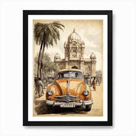 Old Car In Mumbai Art Print