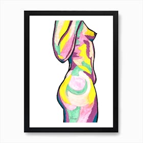 Colourful Nude Woman Art Print