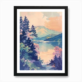 Hakone Japan 3 Retro Illustration Art Print