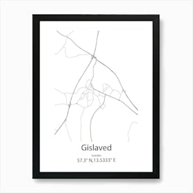 Gislaved,Sweden Minimalist Map Art Print