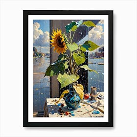 Sunflower In A Vase Art Print