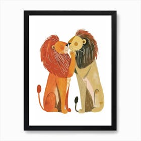 African Lion Mating Rituals Clipart 2 Art Print