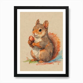 Squirrel Eating Acorn Art Print