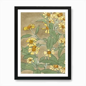 Daisies With Orange Center And Yellow Petals (1915), Hannah Borger Overbeck Art Print