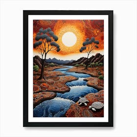 Default Australian Aboriginal Dot Painting Style Art Landscape 0 (1) Art Print