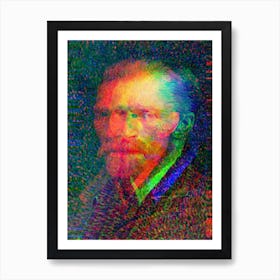 Digital Collage Artist Van Gogh Portrait Red Green Blue Art Print