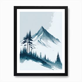 Mountain And Forest In Minimalist Watercolor Vertical Composition 3 Art Print