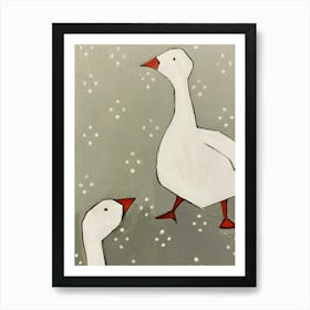 Two white Geese Art Print