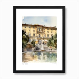 Villa D'Este, Tivoli, Italy 4 Watercolour Travel Poster Art Print