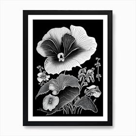 Pansy Wildflower Linocut 1 Art Print