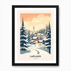 Vintage Winter Travel Poster Lapland Finland 3 Art Print