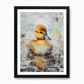 Mixed Media Paint Duckling Collage 1 Art Print