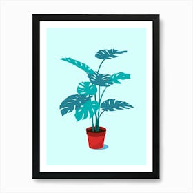 Plant Foliage Monstera Leaves Nature Houseplant Cartoon Art Print