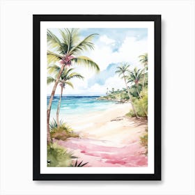 Watercolor Painting Of Grace Bay Beach, Turks And Caicos 2 Art Print