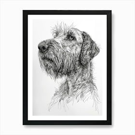 Hairy Dog Line Sketch 2 Art Print