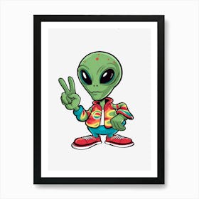 Alien Peace Sign Art Print