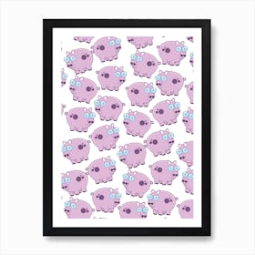 Pink Pigs pattern Art Print