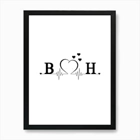 Personalized Couple Name Initial B And H Monogram Art Print