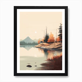 Autumn , Fall, Landscape, Inspired By National Park in the USA, Lake, Great Lakes, Boho, Beach, Minimalist Canvas Print, Travel Poster, Autumn Decor, Fall Decor 2 Art Print