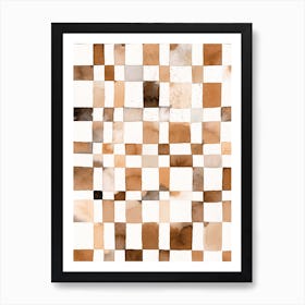 Watercolor Checker Terracota Art Print