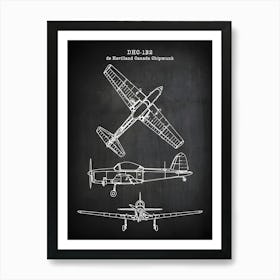 De Havilland Canada Dhc 1b2 Chipmunk Airplane Decor Aircraft Plane Decor Airplane Print Airplane Blueprint Aviation Vadhc 1b21 Art Print