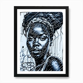 Graffiti Mural Of Beautiful Black Woman 125 Art Print