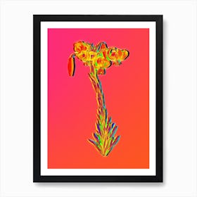 Neon Lily Botanical in Hot Pink and Electric Blue n.0300 Art Print