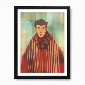 The Man In The Striped Coat Art Print