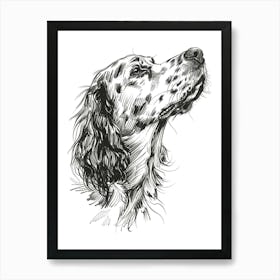 English Setter Dog Line Sketch 3 Art Print