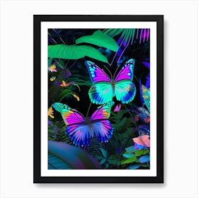 Butterflies In Botanical Gardens Holographic 1 Art Print