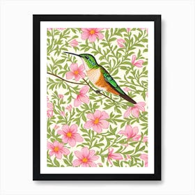 Hummingbird William Morris Style Bird Art Print