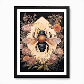 Large Carpenter Bee Beehive Watercolour Illustration 3 Art Print