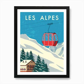 Les Alpes, Alps. Austria, Switzerland — Retro travel minimalist poster 1 Art Print