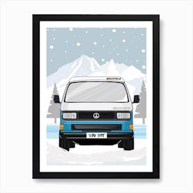 Vw Camper Van In Winter Art Print