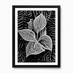 Starfruit Leaf Linocut Art Print