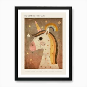 Unicorn & Stars Muted Pastels 4 Poster Art Print