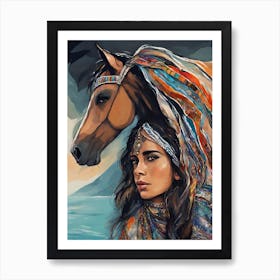 Woman And A Horse 1 Art Print