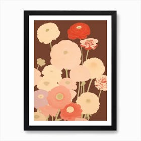 Ranunculus Flower Big Bold Illustration 2 Art Print