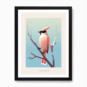 Minimalist Cedar Waxwing 1 Bird Poster Art Print