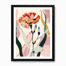 Colourful Flower Illustration Carnation Dianthus 2 Art Print