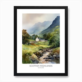 Scottish Highlands 1 Watercolour Travel Poster Art Print