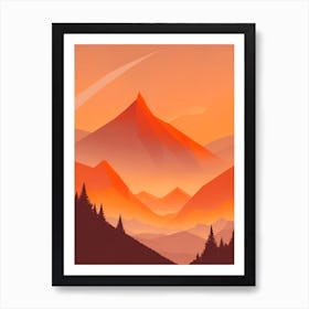 Misty Mountains Vertical Composition In Orange Tone 244 Art Print