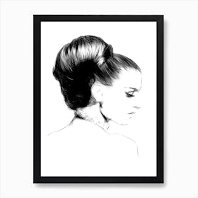 Black and White Woman Drawing Art Print