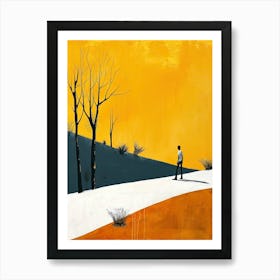 Man Walking In A Desert, Mexico Art Print