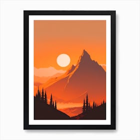 Misty Mountains Vertical Composition In Orange Tone 220 Art Print